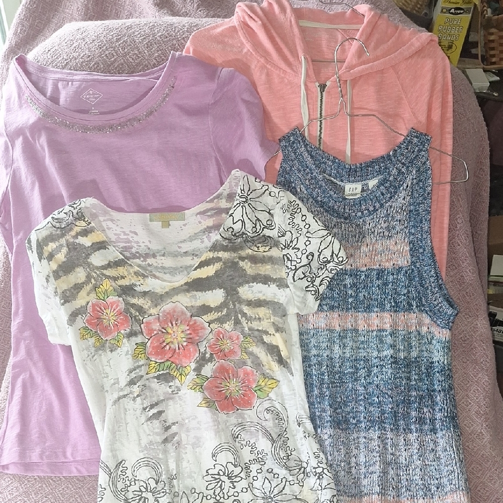 Assorted Women's Tops in Pink, Purple, and Blue Various & Peach Hoody
